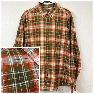Eddie Bauer Button Up Plaid Flannel Shirt Mens XL Grunge Outdoors Neutral Skater